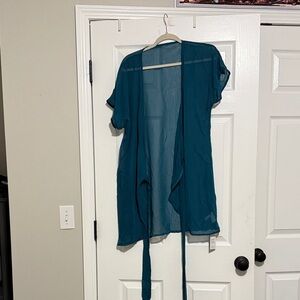 Cupshe Teal Sheer Swim Coverup